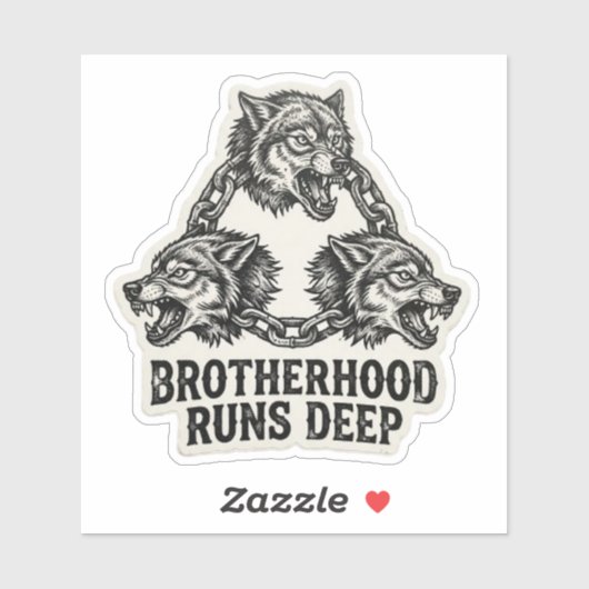 Broederschap Loopt Diep Triple Wolf Ketting Biker Sticker (Vel)