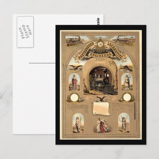 Broederschap van locomotiefingenieurs briefkaart (Voorkant / Achterkant)