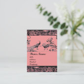 BROEDING TORTELDUIFJES MONOGRAM, zwart-wit roze Visitekaartje (Staand voorkant)