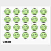 BROEDINGSMONOGRAM, zwart-wit, groen Ronde Sticker (Vel)