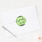 BROEDINGSMONOGRAM, zwart-wit, groen Ronde Sticker (Envelop)