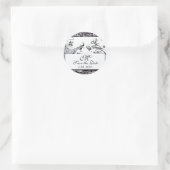 BROEDINGSMONOGRAM, zwart-wit Ronde Sticker (Tas)