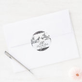 BROEDINGSMONOGRAM, zwart-wit Ronde Sticker (Envelop)