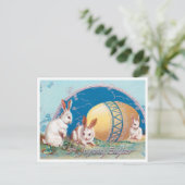 broedkonijnen met paaseieren briefkaart (Staand voorkant)