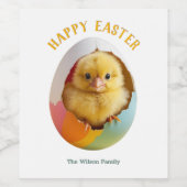 Broedkuiken Kleurrijk Ei Happy Easter Wijn Etiket (Enkel label)