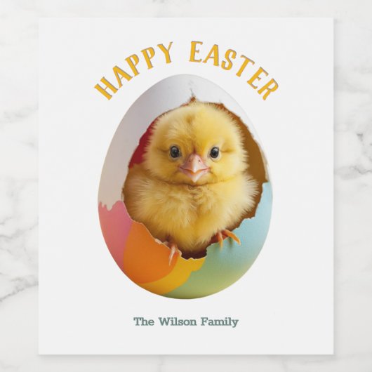Broedkuiken Kleurrijk Ei Happy Easter Wijn Etiket (Enkel label)