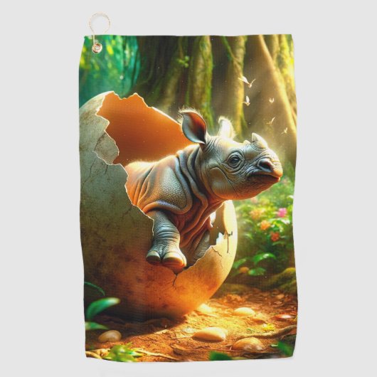 broedneushoorn golfhanddoek (Voorkant)