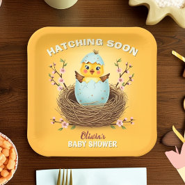 Broedtijd Schattige kuiken Baby shower Papieren Bordje