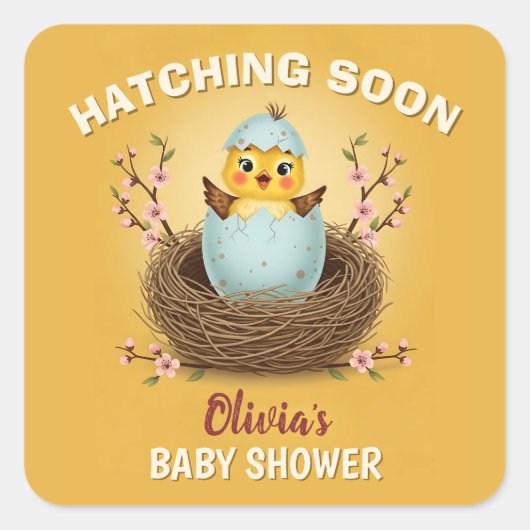 Broedtijd Schattige kuiken Baby shower Vierkante Sticker (Voorkant)