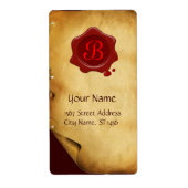 BROEIEND PARCHMENT, ROOD WAX SEAL MONOGRAM ETIKET (Voorkant)