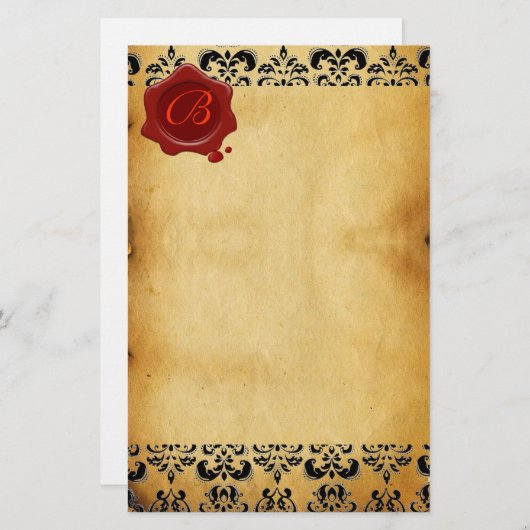 BROEIKAMASK, RODE WAXZEEMONOGRAM BRIEFPAPIER (Voorkant / Achterkant)