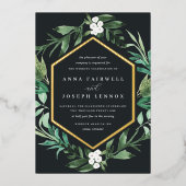 BroeikasLijst | Waterverf Botanische bruiloft Folie Uitnodiging (Voorkant)