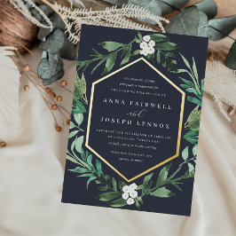 BroeikasLijst | Waterverf Botanische bruiloft Folie Uitnodiging