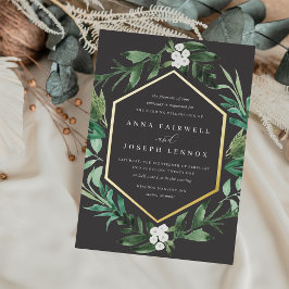 BroeikasLijst | Waterverf Botanische bruiloft Folie Uitnodiging