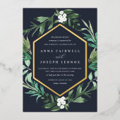 BroeikasLijst | Waterverf Botanische bruiloft Folie Uitnodiging (Voorkant)