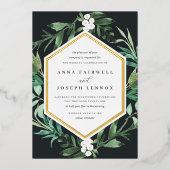 BroeikasLijst | Waterverf Botanische bruiloft Folie Uitnodiging (Voorkant)