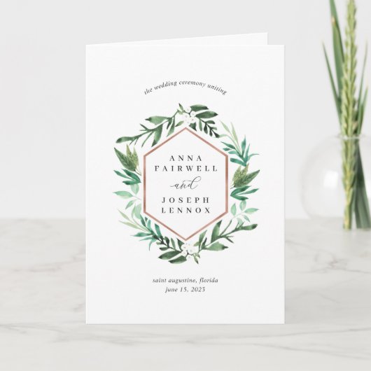 BroeikasLijst | Waterverf Botanische bruiloft Programma (Voorkant)