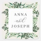 BroeikasLijst | Waterverf Botanische bruiloft Vierkante Sticker (Voorkant)