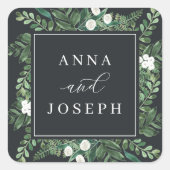 BroeikasLijst | Waterverf Botanische bruiloft Vierkante Sticker (Voorkant)