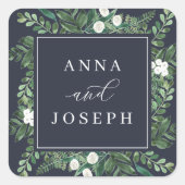 BroeikasLijst | Waterverf Botanische bruiloft Vierkante Sticker (Voorkant)