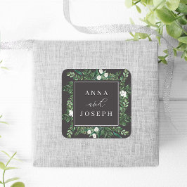 BroeikasLijst | Waterverf Botanische bruiloft Vierkante Sticker