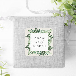 BroeikasLijst | Waterverf Botanische bruiloft Vierkante Sticker