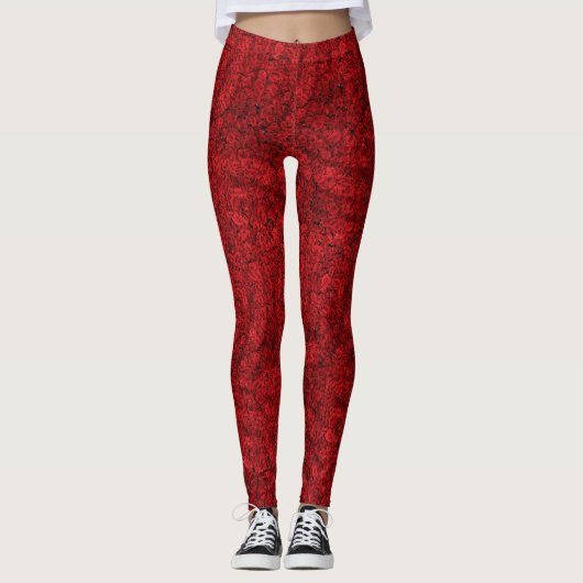 BROEKEN GEVULD MET RODE ROZEN LEGGINGS (Voorkant)