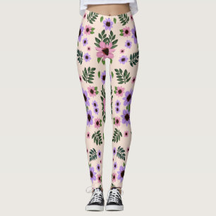 Broeken met een bloemenpatroon met roze  leggings