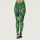 Broeken met een levendig groot tropisch blad leggings (Achterkant)