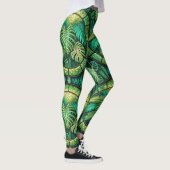 Broeken met een levendig groot tropisch blad leggings (Rechts)