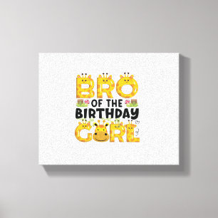 Broer 1e verjaardag meisje giraffe thema feest die canvas afdruk