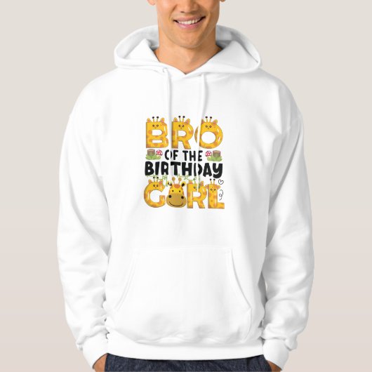 Broer 1e Verjaardag Meisje Giraffe Theme Party Zoo Hoodie (Voorkant)