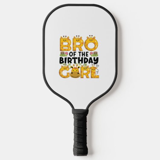 Broer 1e Verjaardag Meisje Giraffe Theme Party Zoo Pickleball Paddle (Voorkant)