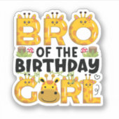 Broer 1e Verjaardag Meisje Giraffe Theme Party Zoo Sticker (Voorkant)