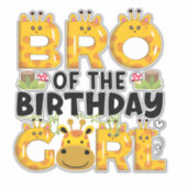 Broer 1e Verjaardag Meisje Giraffe Theme Party Zoo Sticker (Voorkant)