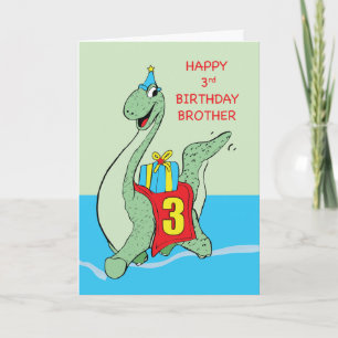 Broer, 3e verjaardag Dinosaurus Kaart