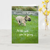 Broer, 50ste verjaardag Puppy Hardlopen Kaart (Gele Bloem)