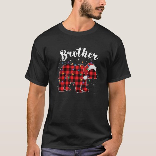 Broer Beer Buffalo Red Plays Family KerstPa T-shirt (Voorkant)