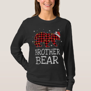 Broer Beer Rood Plaid Kerst Pyjama Familie Gif T-shirt