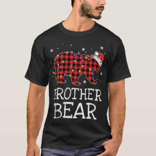 Broer Beer Rood Plaid Kerst Pyjama Familie Gif T-shirt