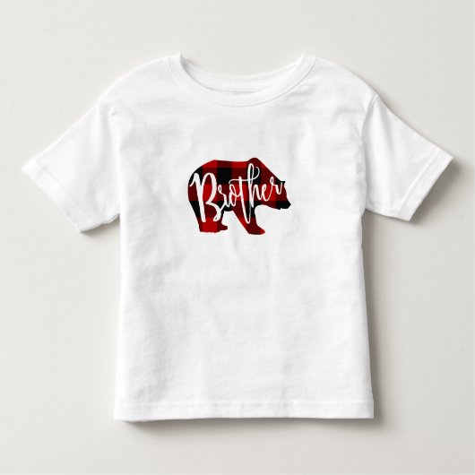 Broer Beer Rustic Rode Buffalo Geruite Familie Kinder Shirts (Voorkant)