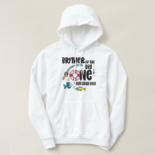 Broer Big One 1-jarig jongetje Vist geboortedag T- Hoodie (Design voorkant)