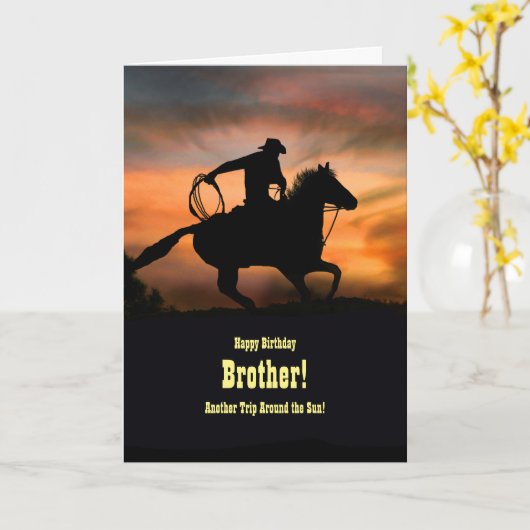 Broer Birthday Cool Country Western Horse Kaart (Gele Bloem)