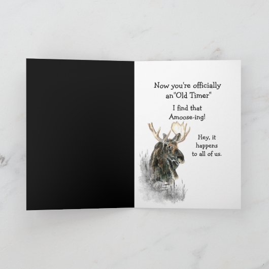 Broer Birthday Moose Waterverf Animal Old Timer Kaart (Binnen)