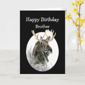 Broer Birthday Moose Waterverf Animal Old Timer Kaart (Gele Bloem)
