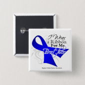 Broer Blue Ribbon - Colon Cancer Vierkante Button 5,1 Cm (Voorkant /achterkant)