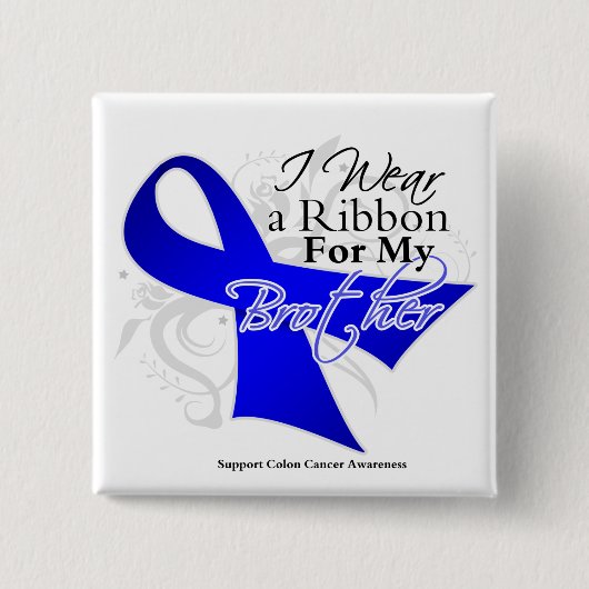 Broer Blue Ribbon - Colon Cancer Vierkante Button 5,1 Cm (Voorkant)