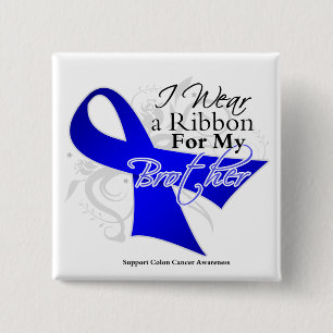 Broer Blue Ribbon - Colon Cancer Vierkante Button 5,1 Cm