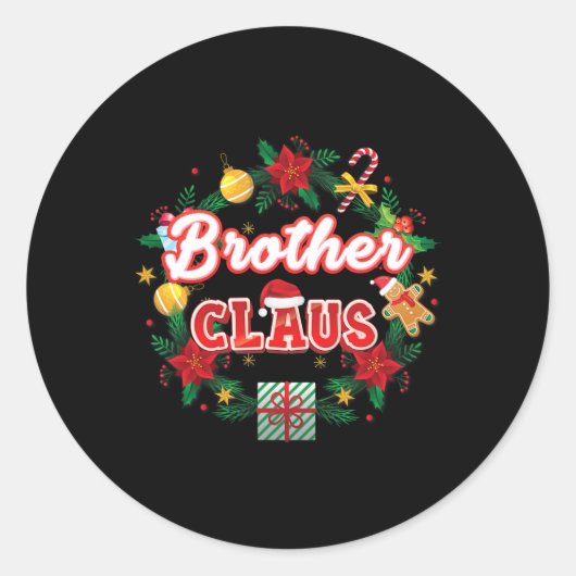 Broer Claus Kerstmis Santa Laurel Wreath Mistle Ronde Sticker (Voorkant)