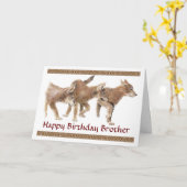Broer Cute Wolf, Wolven, pups Birthday Card Kaart (Gele Bloem)